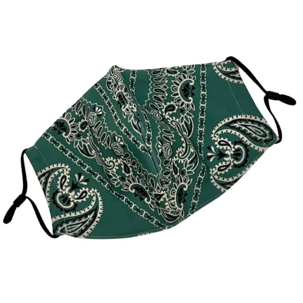 TORY BURCH • Green Bandana Face Mask Covering